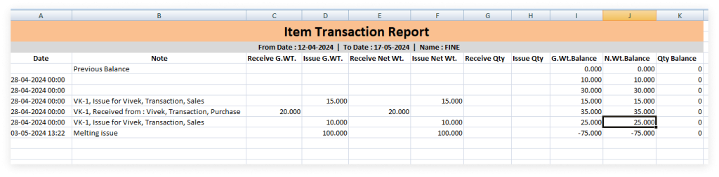 Item Transaction Report-10